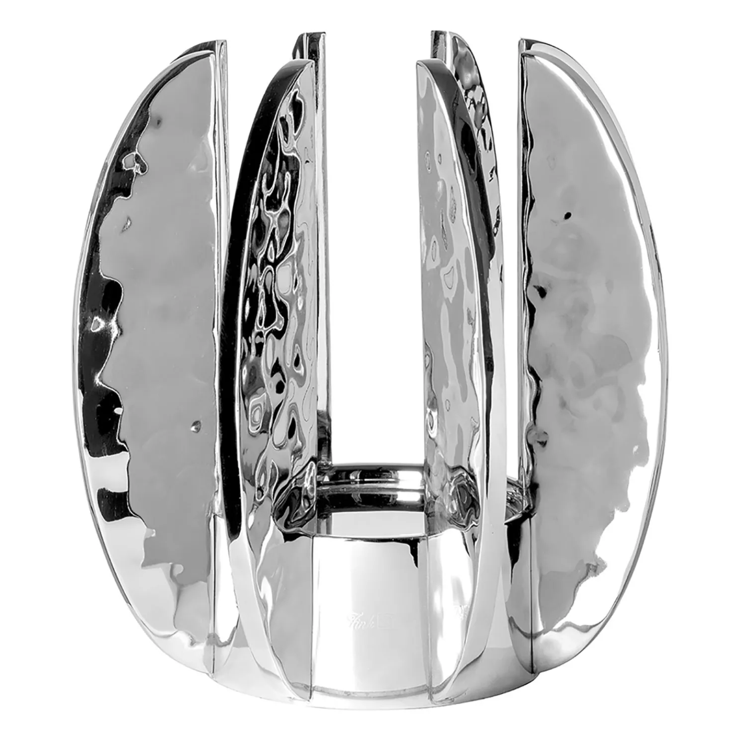 Fink Glamour silbernes Windlicht mit Hammerschlagstruktur ohne Glas