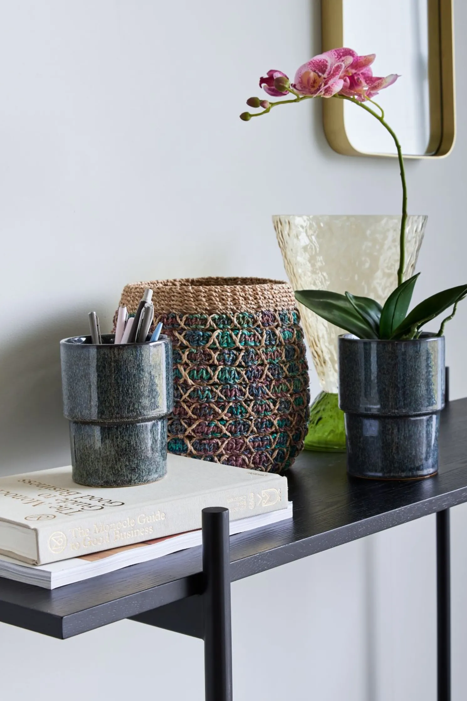 Hübsch Twist geflochtener Korb Multifarben ø19 cm Höhe 23 cm