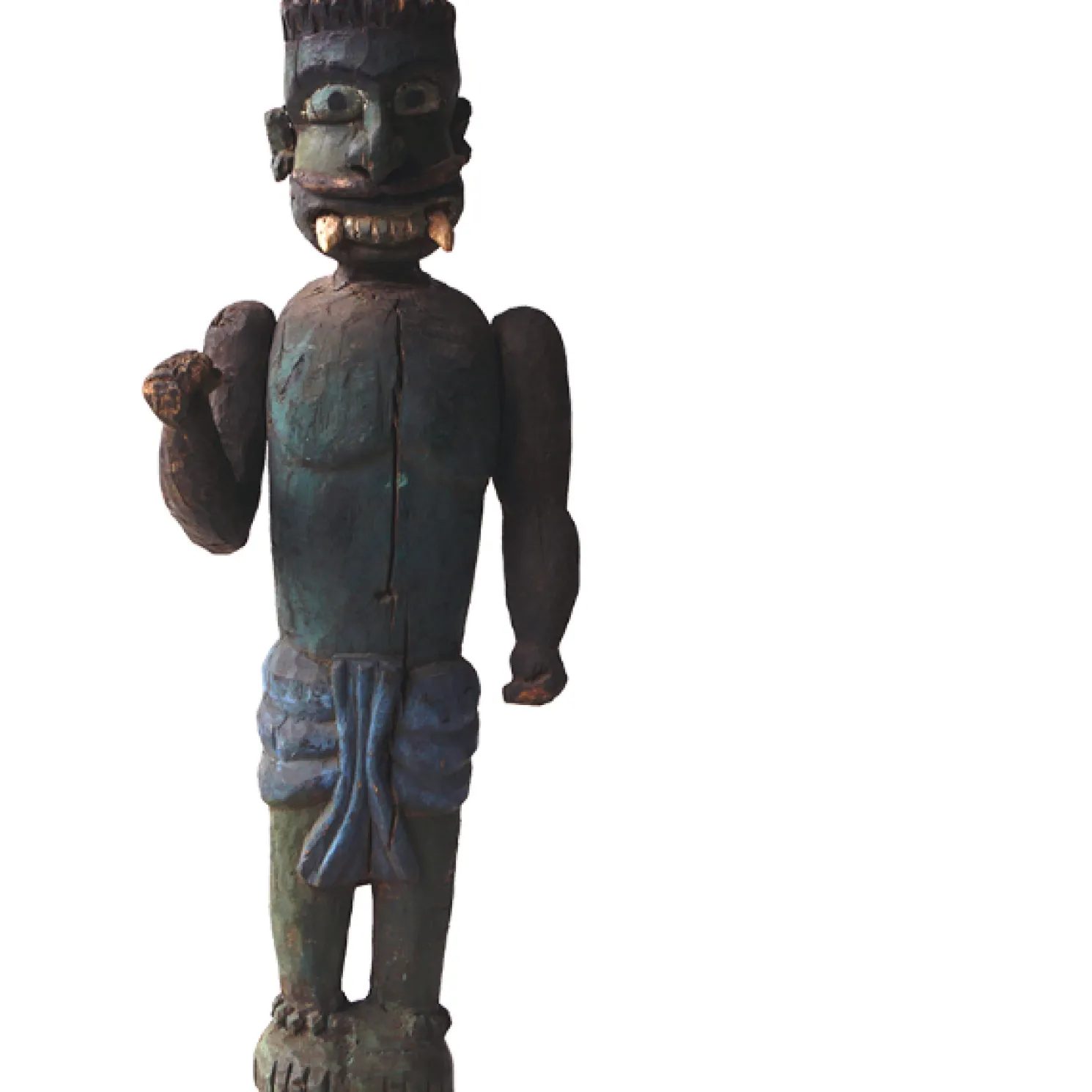 Trademark Living Holzstatue grün/blau Antik