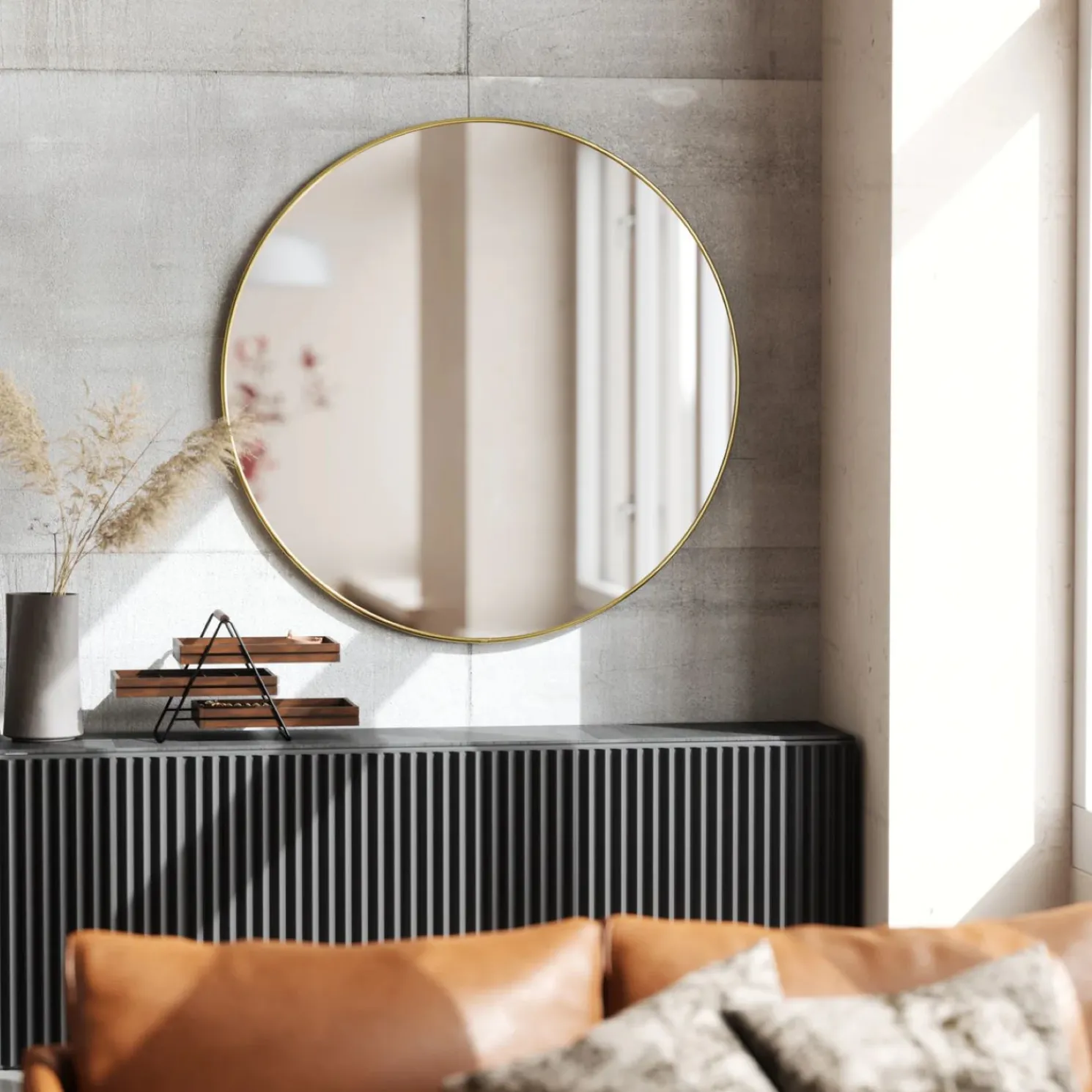 Umbra Hubba Wall Spiegel, brass Ø 86cm