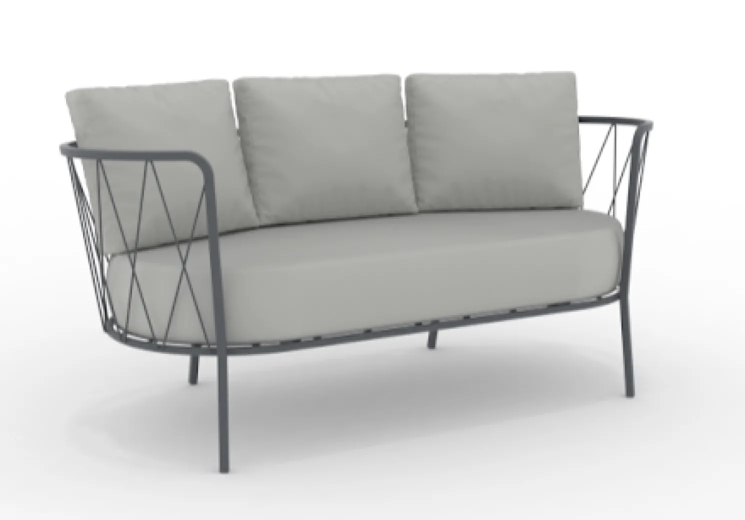 vermobil Daisy bequemes 2-Sitzer Loungesofa Outdoor dunkelgrau grau-weiß