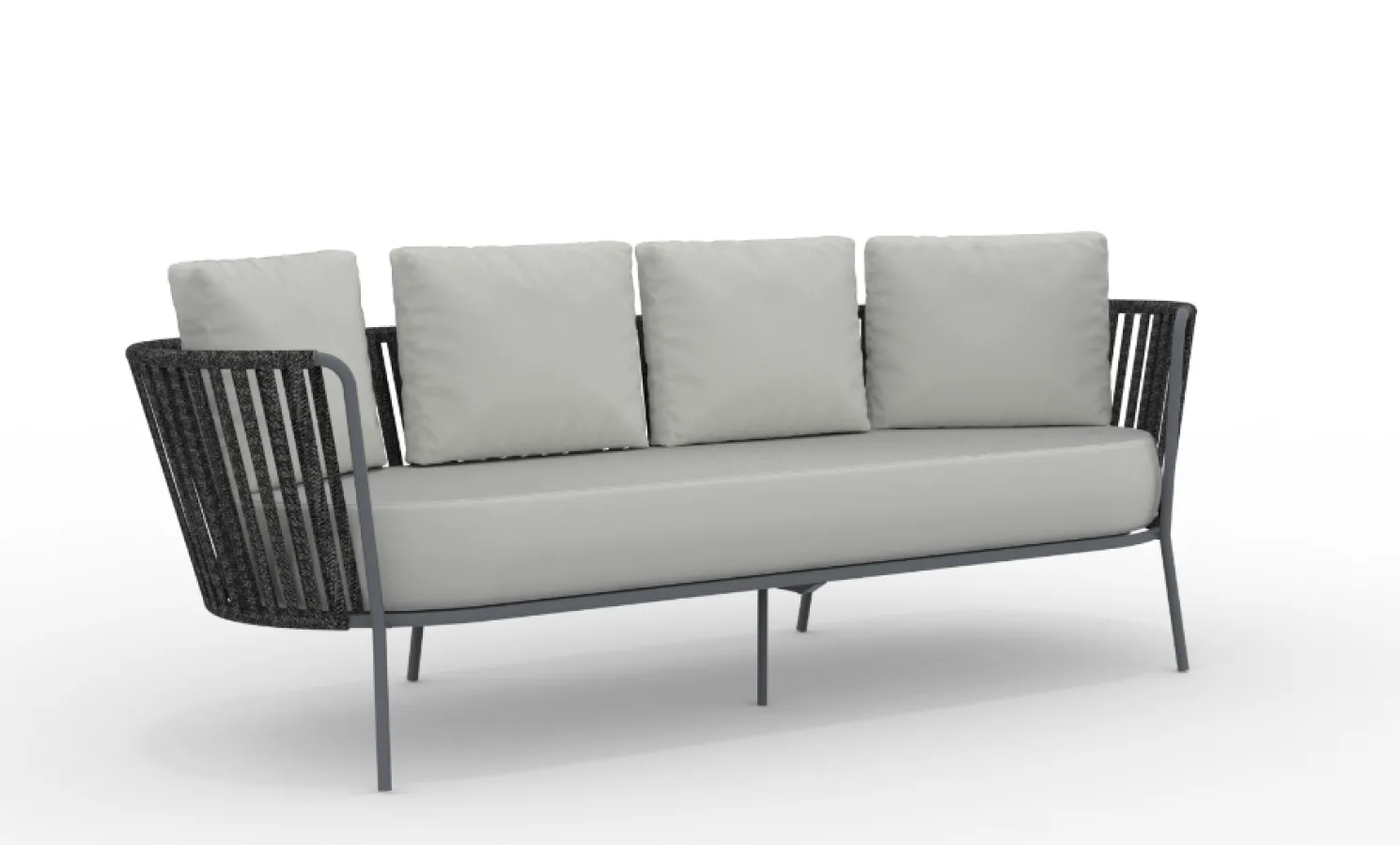 vermobil 3-Sitzer Sofa Daisy Rope - wasserbeständig dunkelgrau, grau-grigio