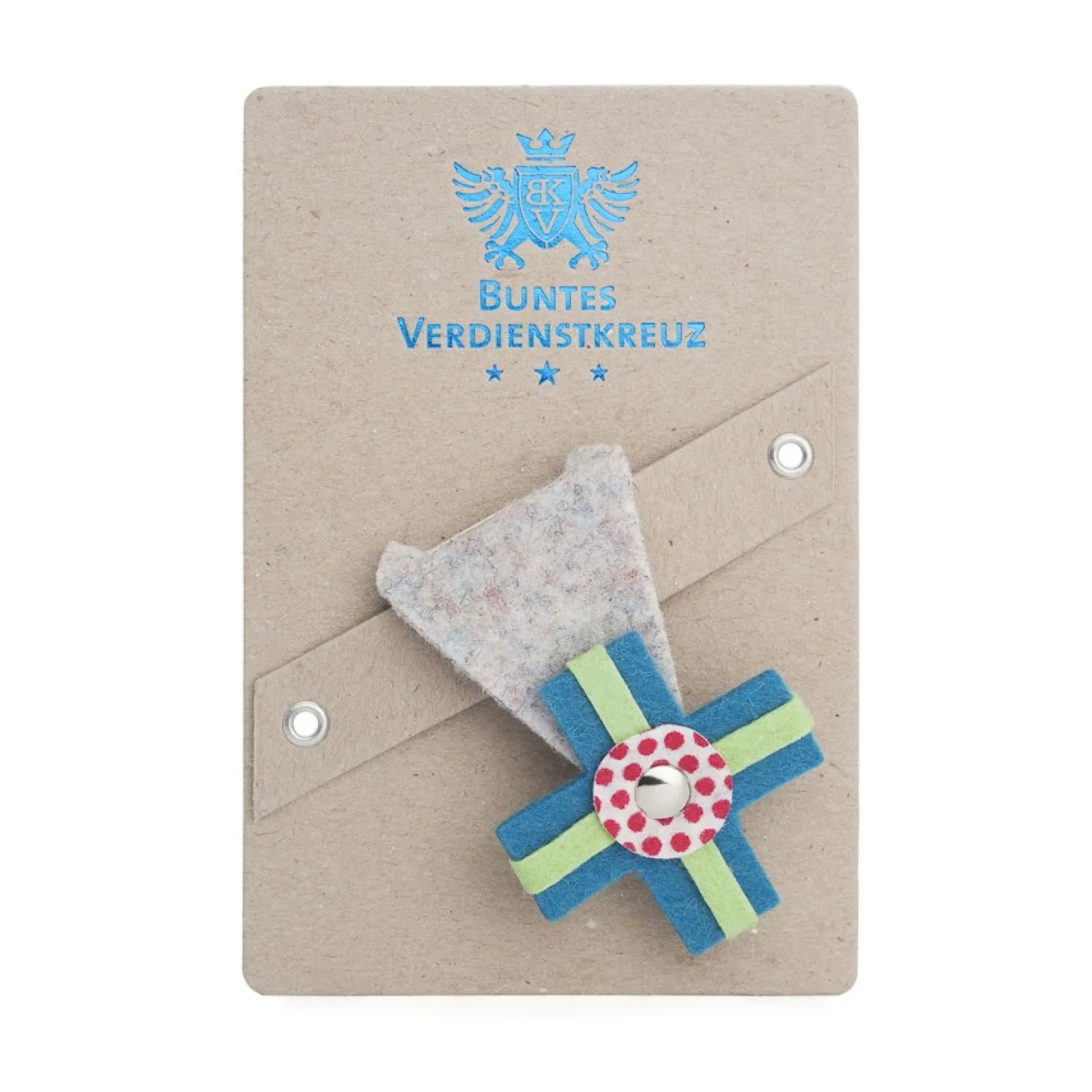 vonbox Buntes Verdienstkreuz aus Filz grau-petrol