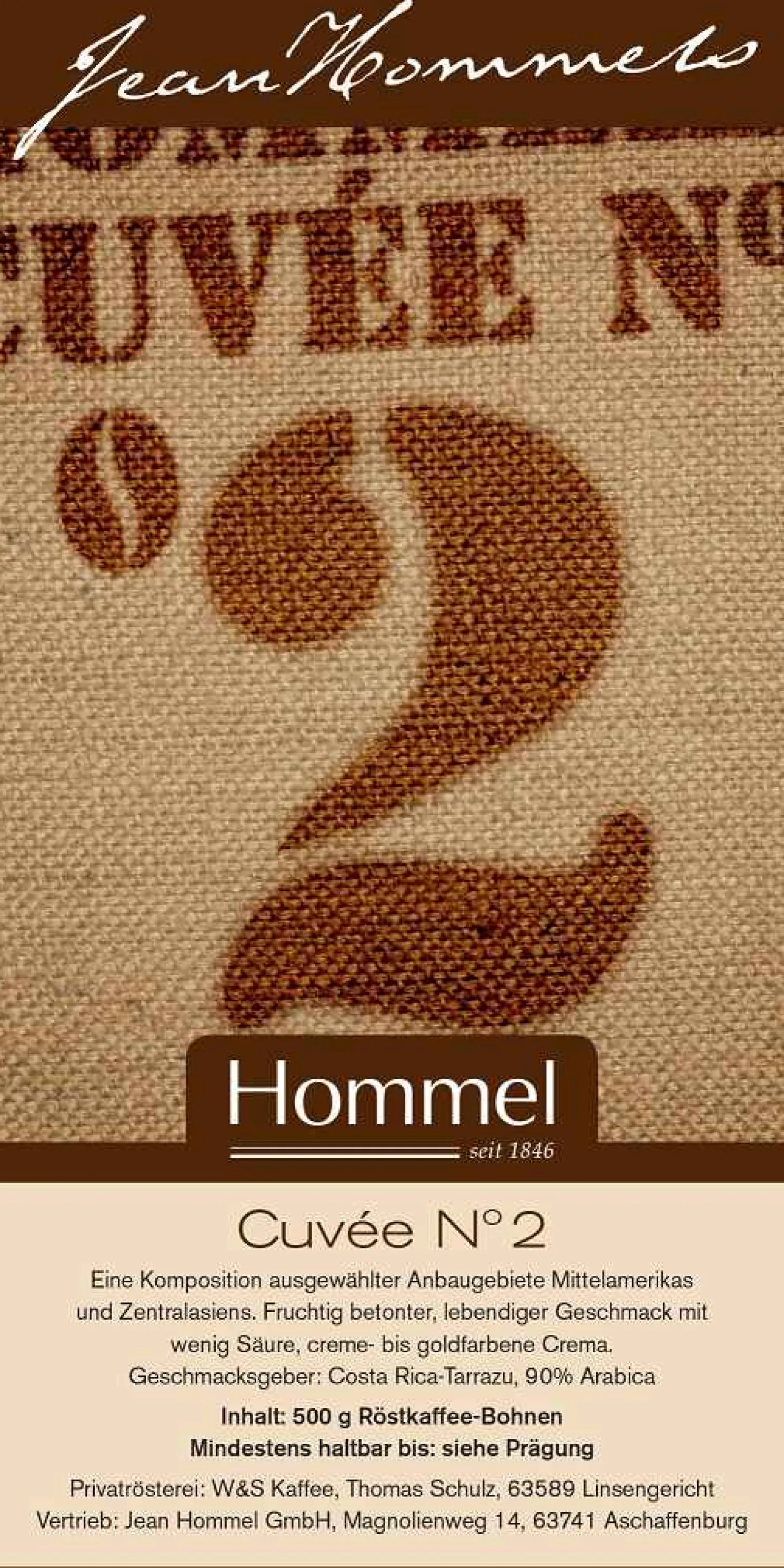 Jean Hommel Kaffee Cuvee Nr. 2 500g