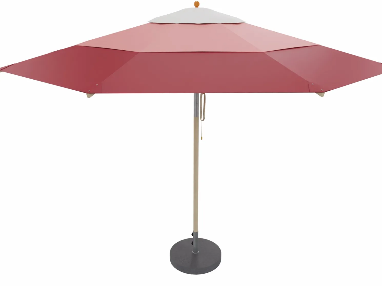 Weishäupl Sonnenschirm Klassiker Ø 350 cm Acryltuch weiß/rosa/kirschrot mit Flaschenzug und Knickmechanismus