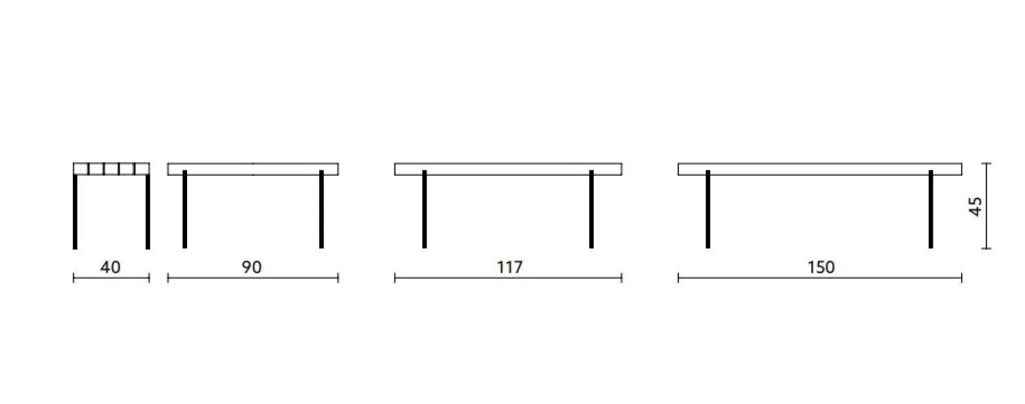 weld & co Sitzbank Eiche 01 S 90 x 40 x 45 schwarz
