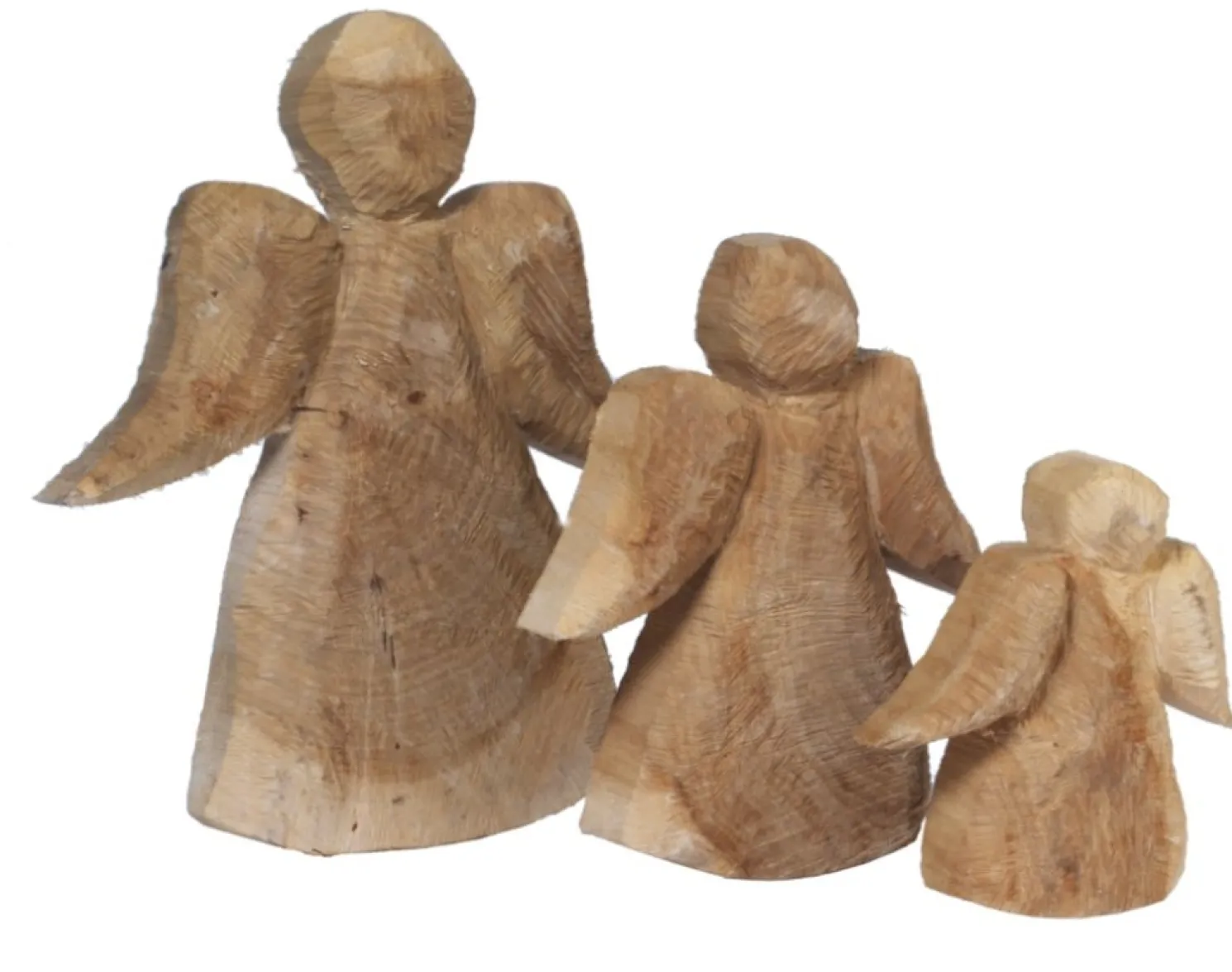 WMG Holz Engel Pappel H 32 cm + Gratiszugabe Stabkerze Elfenbein