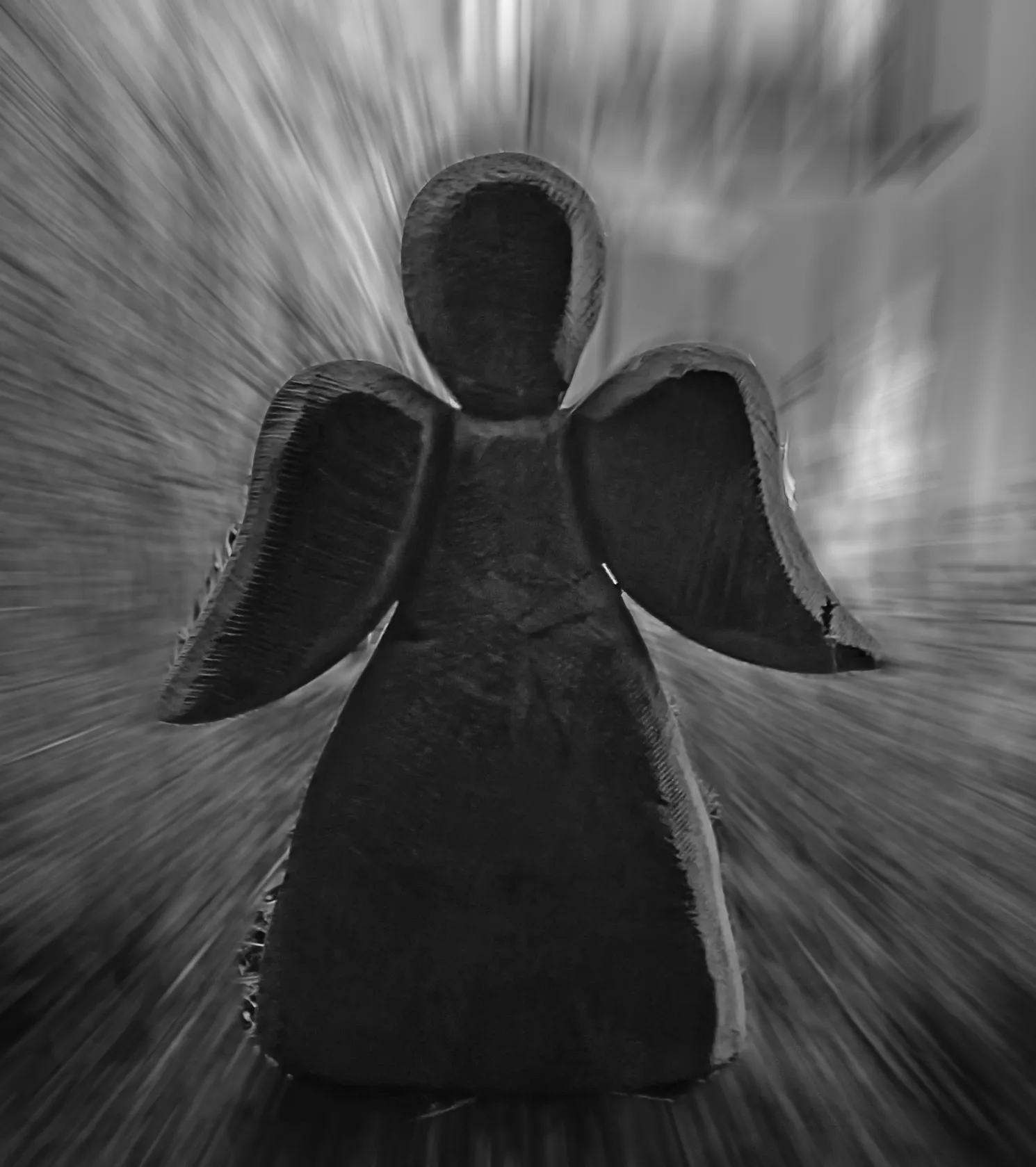 WMG Holz Engel Pappel H 32 cm + Gratiszugabe Stabkerze Elfenbein