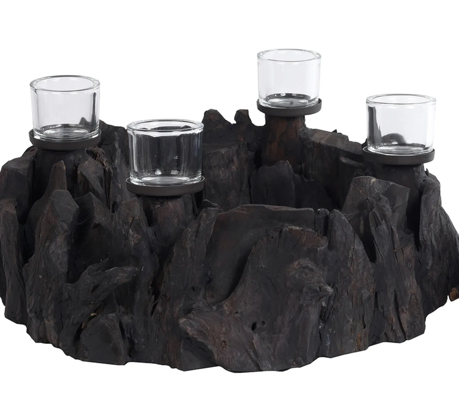 WMG Mandala Kranz aus Teak - schwarz