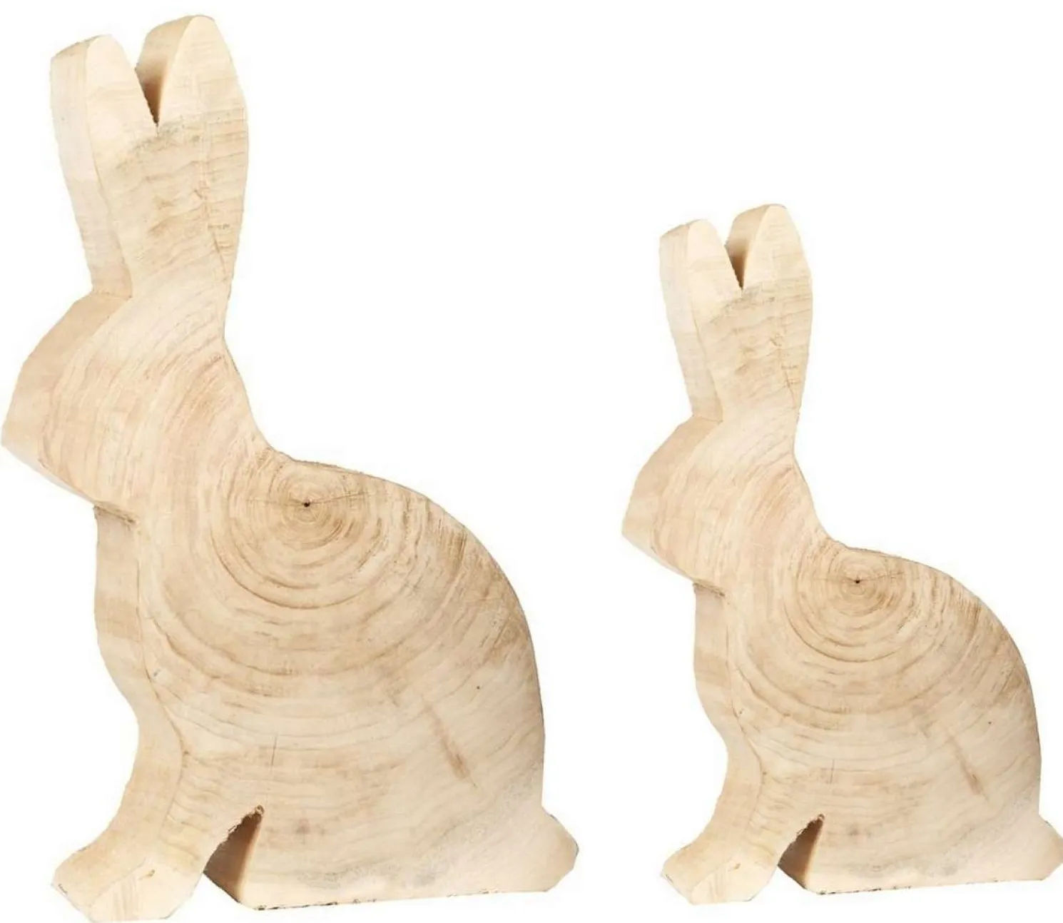 WMG Sitzender Dekohase aus Pappelholz - natur 50 cm
