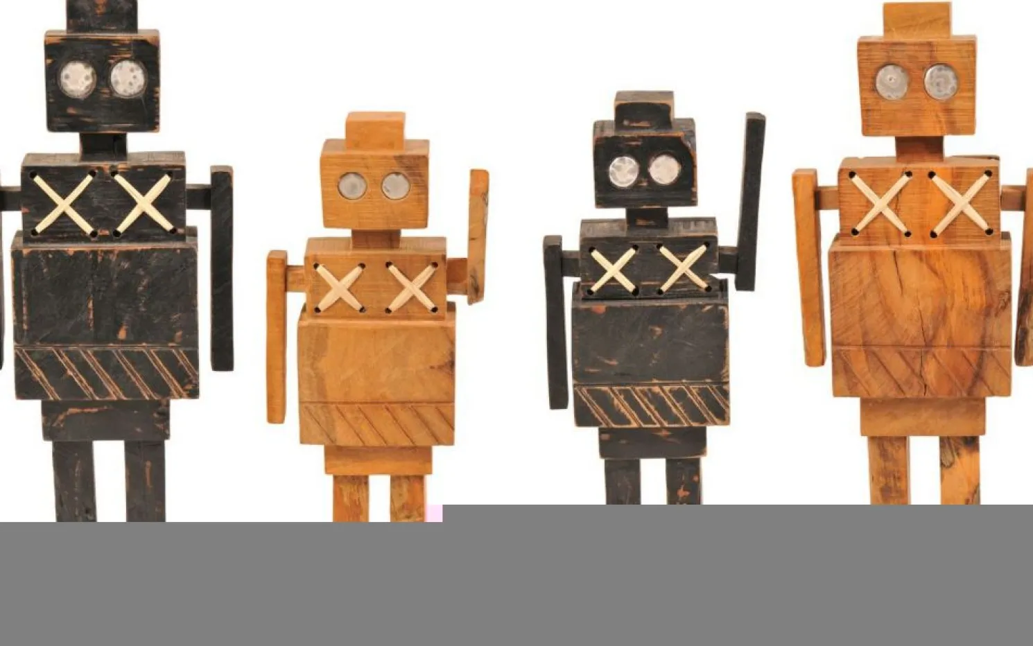 + Dekofigur Roboter aus Holz 35 cm Schwarz