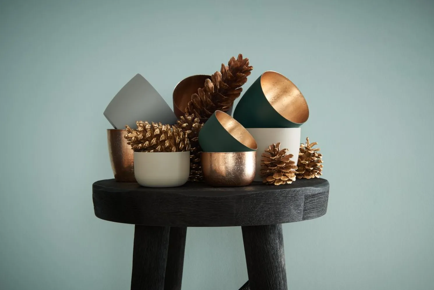 Gift Company Madras Windlicht matt gold rot S - H:5cm/Ø 8cm