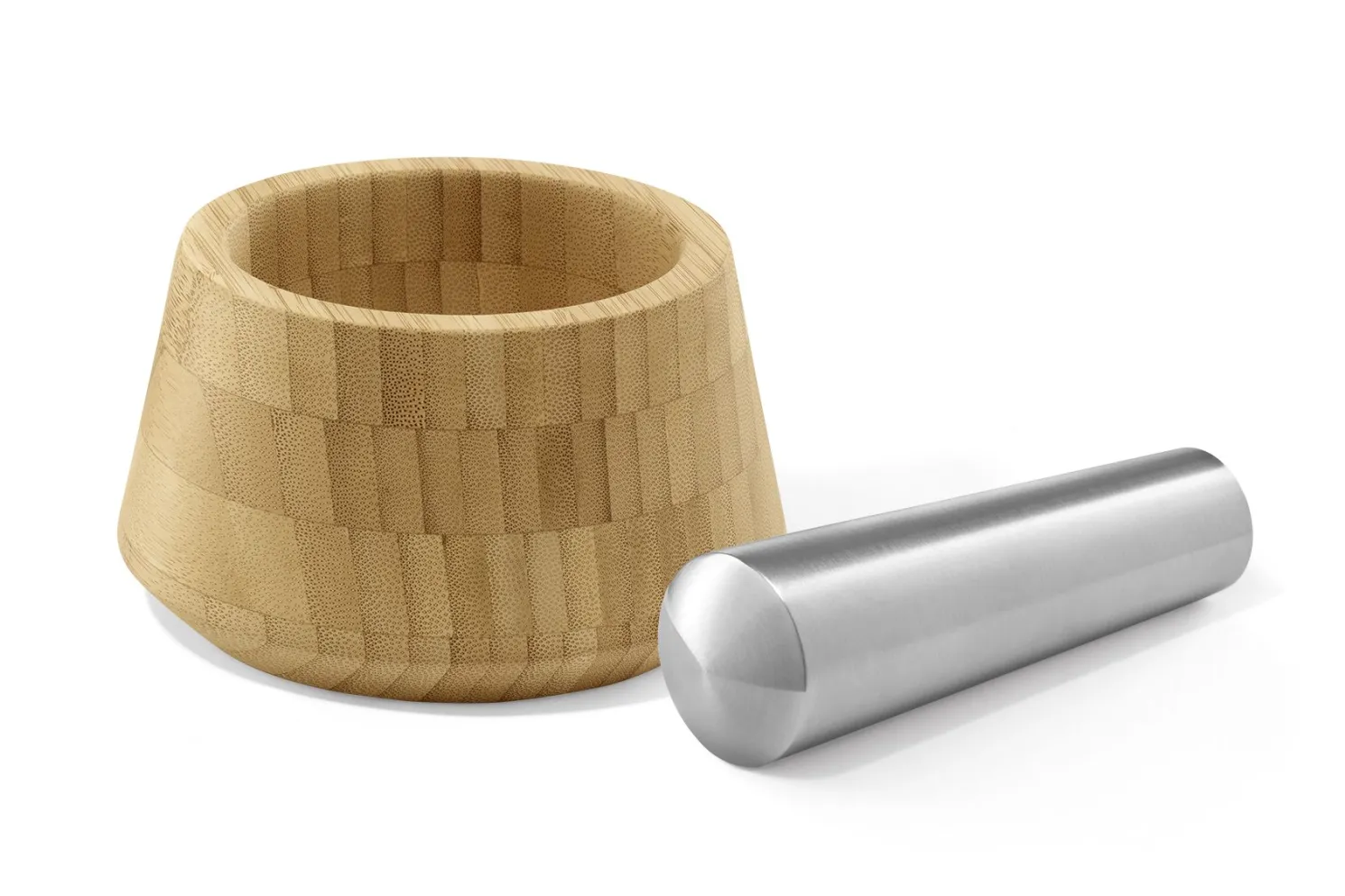 Zack Opeso Mörser aus Bambus mit Edelstahl Stößel